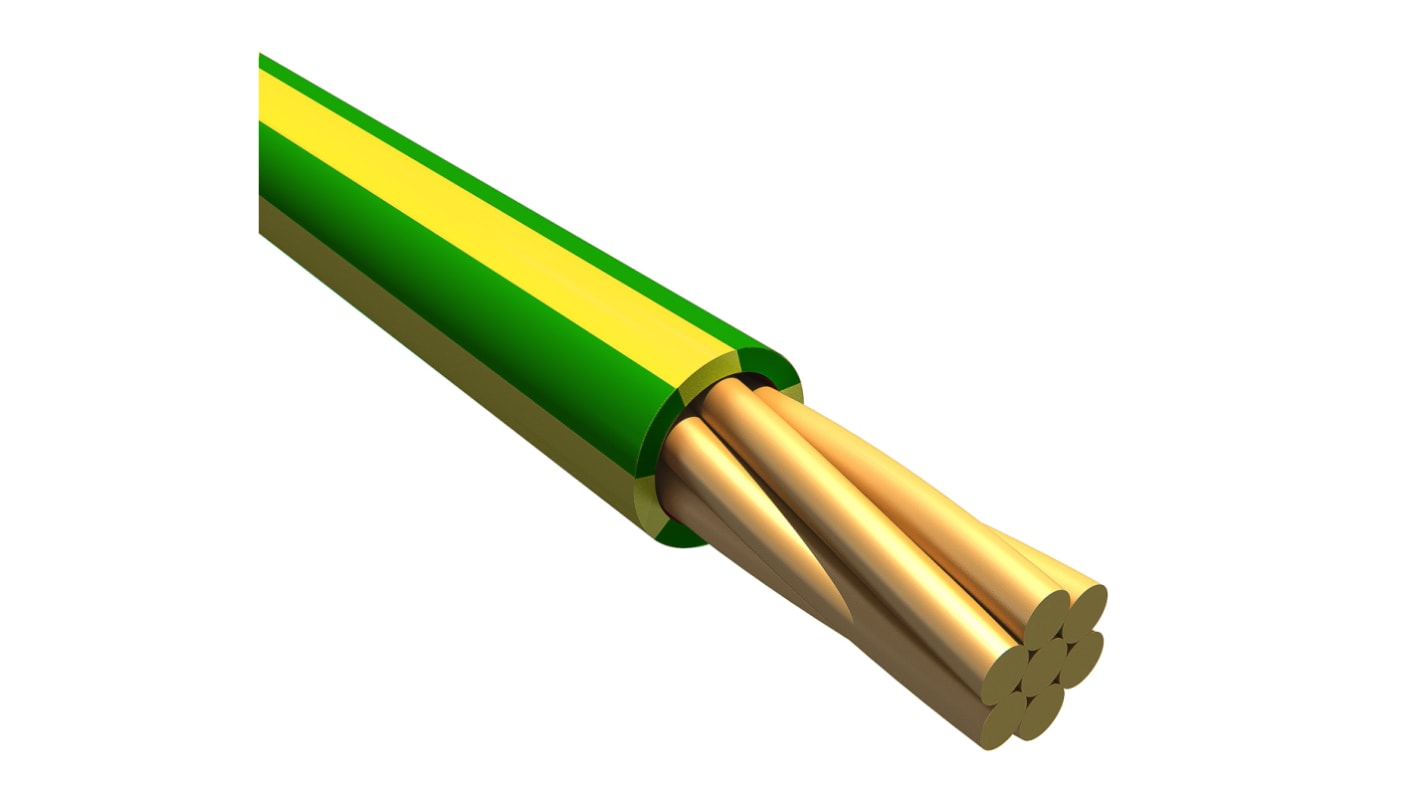 Alpha Wire Einzeladerleitung 0,33 mm², 22 AWG 30m Grün/Gelb MPPE isoliert Ø 1.24mm 7/0,25 mm Litzen UL11028