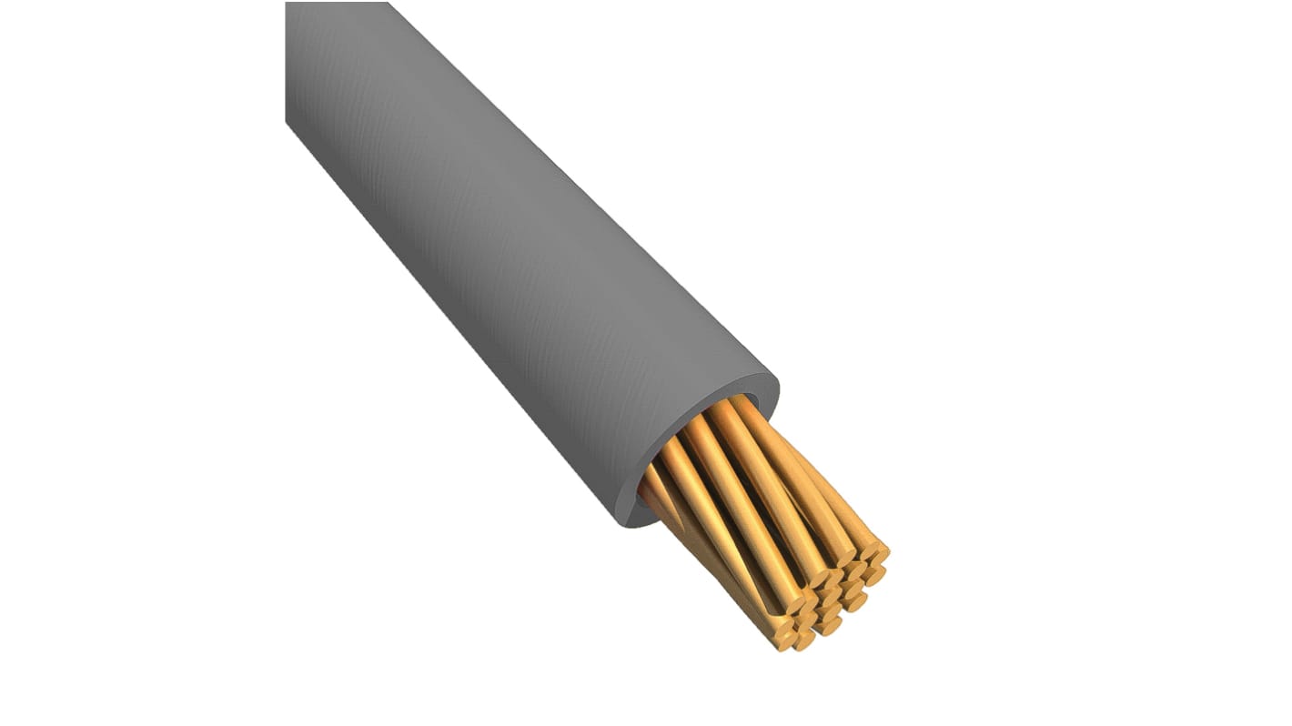 Alpha Wire Ecogen Ecowire Series Grey 0.75 mm² Hook Up Wire, 18 AWG, 16/0.25 mm, 30m, MPPE Insulation