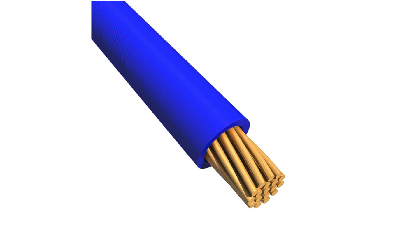 Alpha Wire Einzeladerleitung 1,3 mm², 16 AWG 30m Blau MPPE isoliert Ø 2.06mm 26/0,25 mm Litzen UL11028
