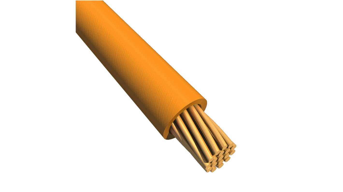 Alpha Wire Einzeladerleitung 1,3 mm², 16 AWG 30m Orange MPPE isoliert Ø 2.06mm 26/0,25 mm Litzen UL11028