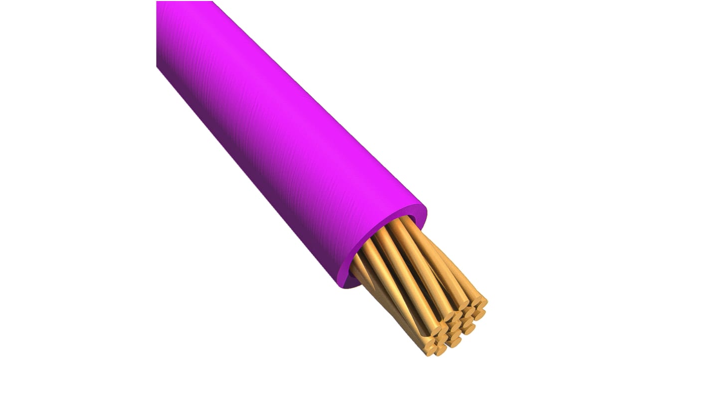 Alpha Wire EcoWire Series Purple 2.1 mm² Hook Up Wire, 14 AWG, 41/0.25 mm, 30m, MPPE Insulation
