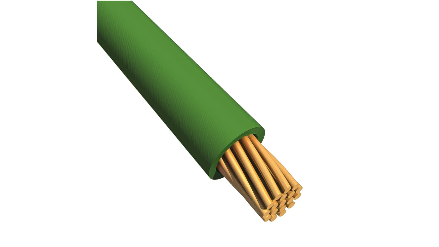 Alpha Wire Ecogen Ecowire Series Green 5.2 mm² Hook Up Wire, 10 AWG, 105/0.25 mm, 30m, MPPE Insulation