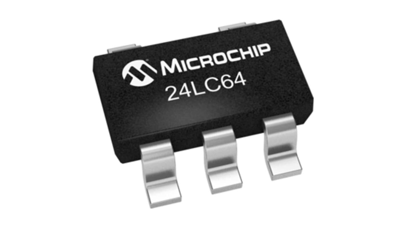 Microchip 64kbit Serieller EEPROM-Speicher, Seriell-I2C Interface, SOT-23, 900ns SMD 8K x 8 Bit, 8k x 5-Pin 8bit