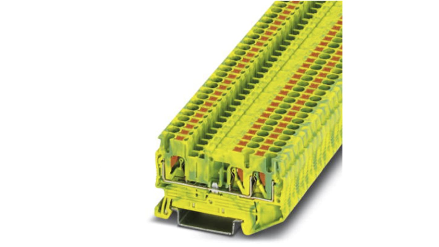 Phoenix Contact PTU 2.5-TWIN-PE Series Green/Yellow Earth Terminal Block, 0.14 → 4mm², Single-Level, Push In