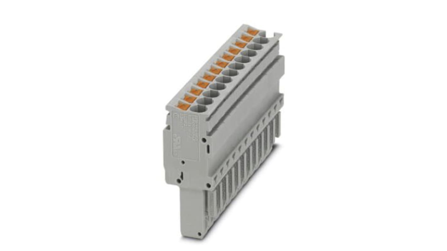 Phoenix Contact 12 Way Pluggable Terminal Block, Plug, Push In Termination