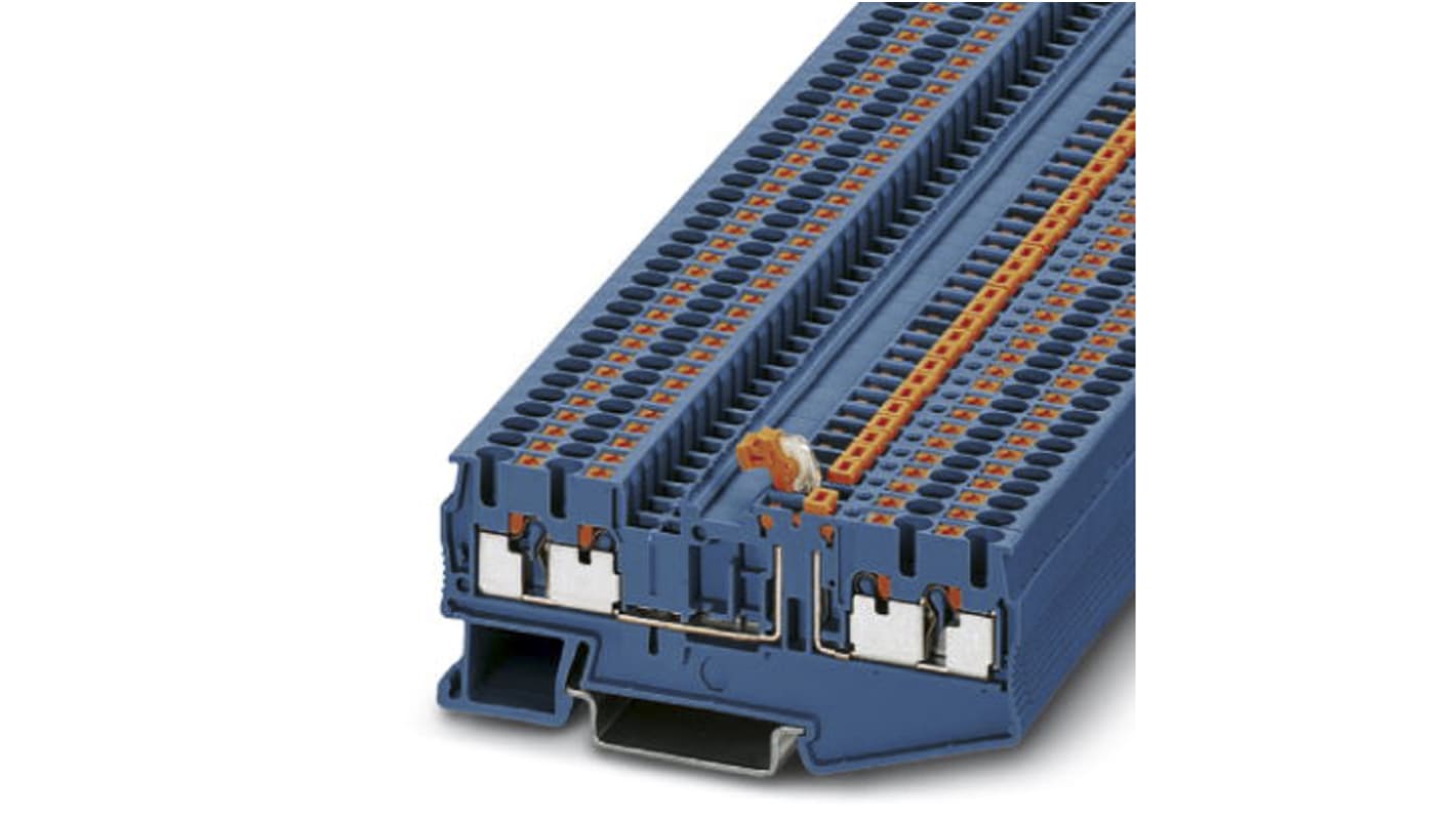 Phoenix Contact PT 2.5-QUATTRO-MT BU Series Blue Knife Disconnect Terminal Block, 0.14 → 4mm², Push In