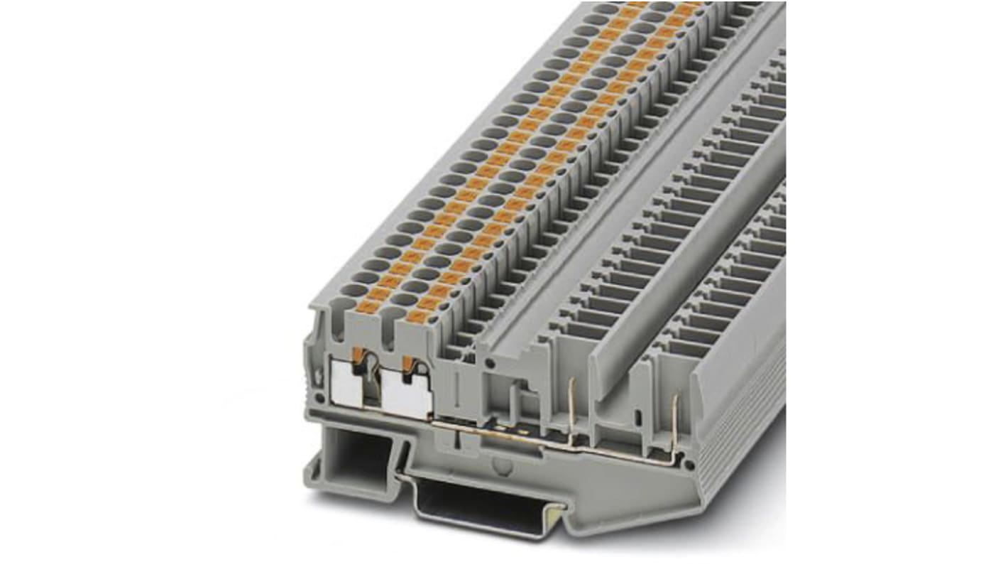 Phoenix Contact PT 2.5-QUATTRO/2P Series Grey DIN Rail Terminal Block, 0.14 → 4mm², Single-Level, Plug In