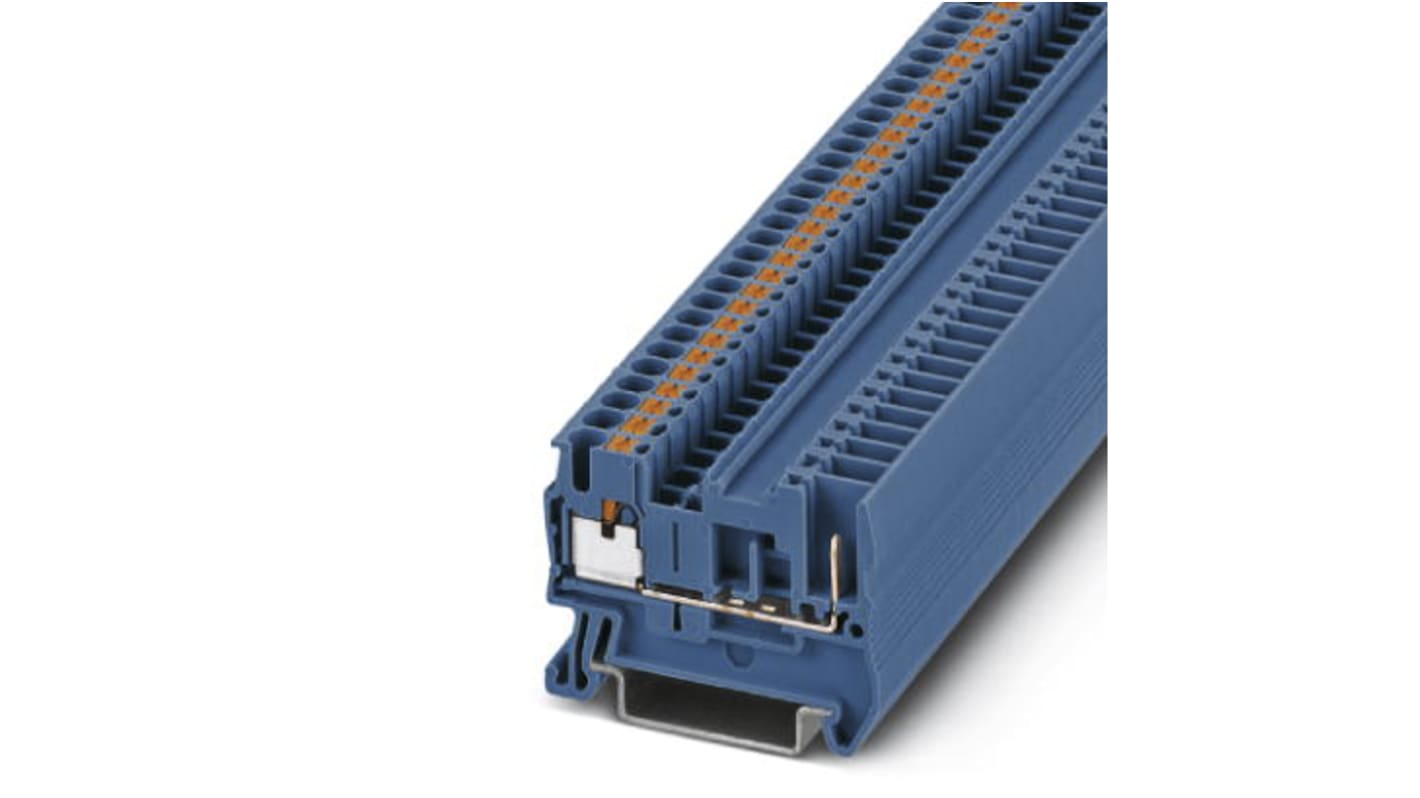 Phoenix Contact PT 2.5/1P BU Series Blue Feed Through Terminal Block, 0.14 → 4mm², Single-Level, Plug In