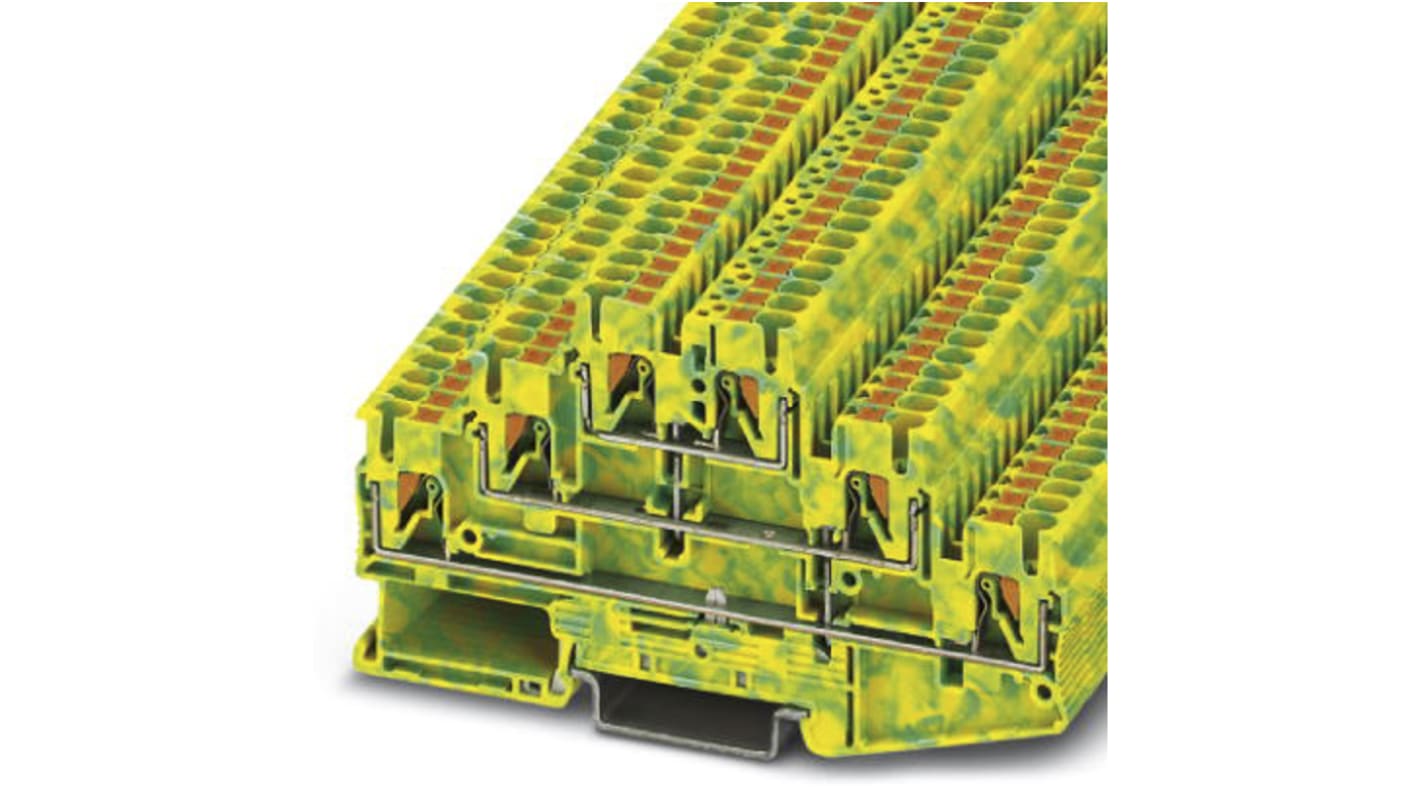 Phoenix Contact PT 2.5-3PE Series Green/Yellow Multi Level Terminal Block, 0.14 → 4mm², Triple-Level, Push In