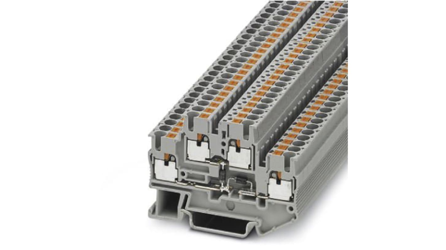 Phoenix Contact PTTB 2.5-2DIO/O-UL/UR-UL Series Grey Feed Through Terminal Block, 0.14 → 4mm², Double-Level,