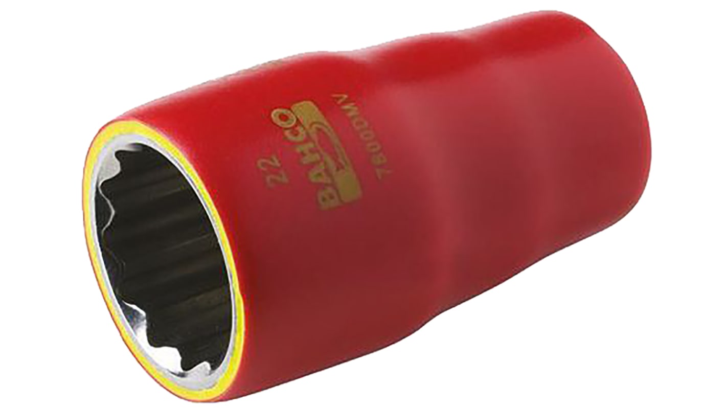 Bahco 1/2 in Drive 22mm Insulated Standard Socket, 12 point, VDE/1000V, 52 mm Overall Length