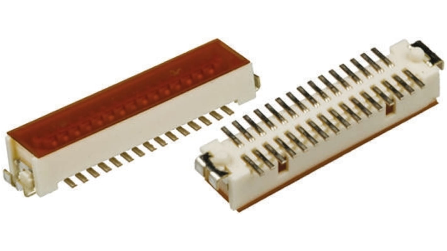 Hirose DF9 Series Straight Surface Mount PCB Header, 25 Contact(s), 1.0mm Pitch, 2 Row(s), Shrouded
