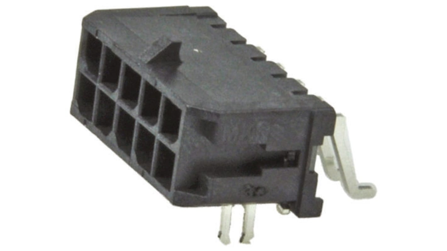 Conector macho para PCB Ángulo de 90° Molex serie Micro-Fit 3.0 de 10 vías, 2 filas, paso 3.0mm, para soldar, Montaje
