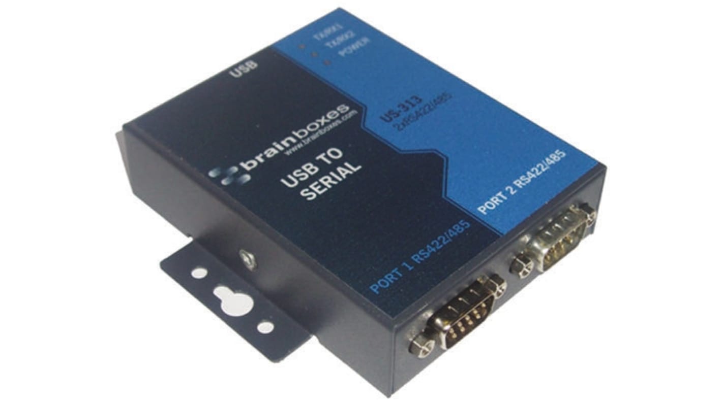 Brainboxes RS422, RS485 USB A Female to DB-9 Male Interface Converter
