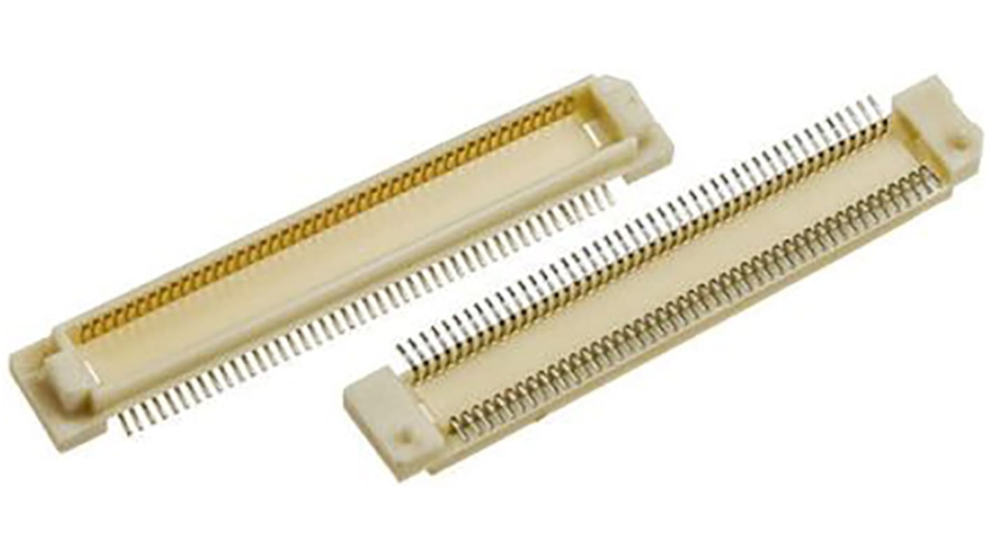 Hirose FunctionMAX FX8 Series Straight Surface Mount PCB Header, 100 Contact(s), 0.6mm Pitch, 2 Row(s), Shrouded