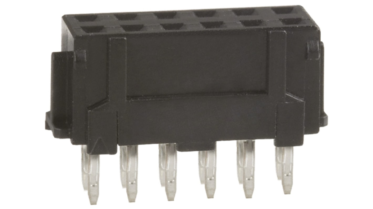 Conector hembra para PCB Hirose serie DF11, de 12 vías en 2 filas, paso 2.0mm, 2.0A, Montaje en orificio pasante, para