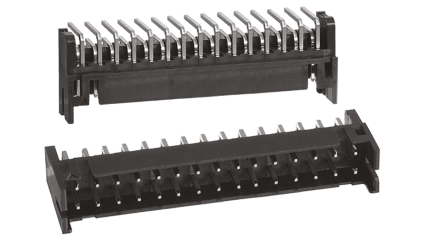 Hirose DF11 Series Right Angle Through Hole PCB Header, 30 Contact(s), 2.0mm Pitch, 2 Row(s), Shrouded