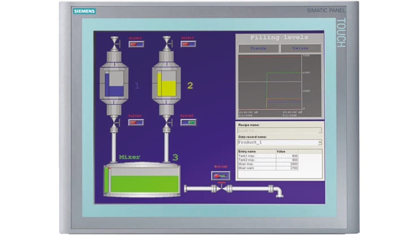 Siemens 15 tommer TFT LCD Touchscreen HMI, TP 1500 Farve, 1024 x 768pixels, 400 x 310 x 60 mm