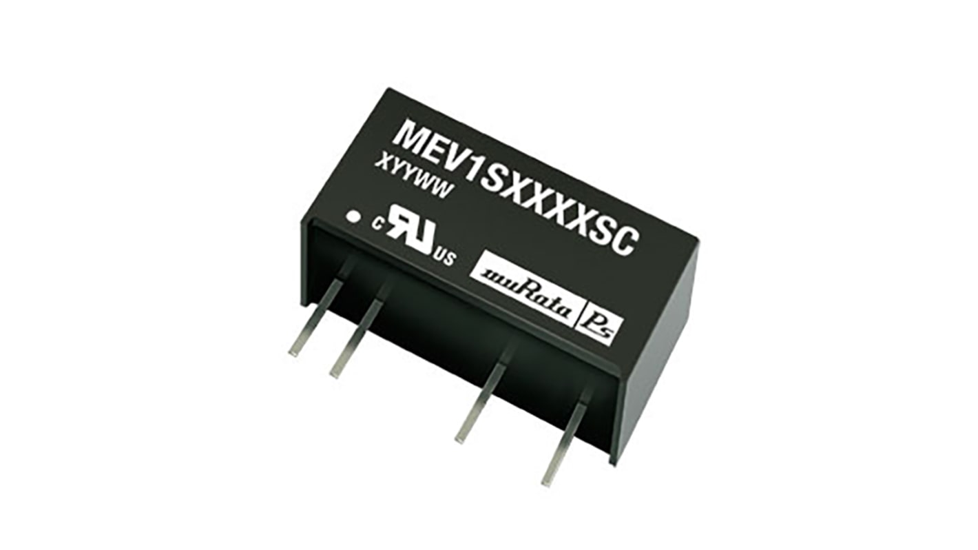 Murata Power Solutions MEV1 DC-DC Converter, 5V dc/ 200mA Output, 4.5 → 5.5 V dc Input, 1W, Through Hole, +85°C