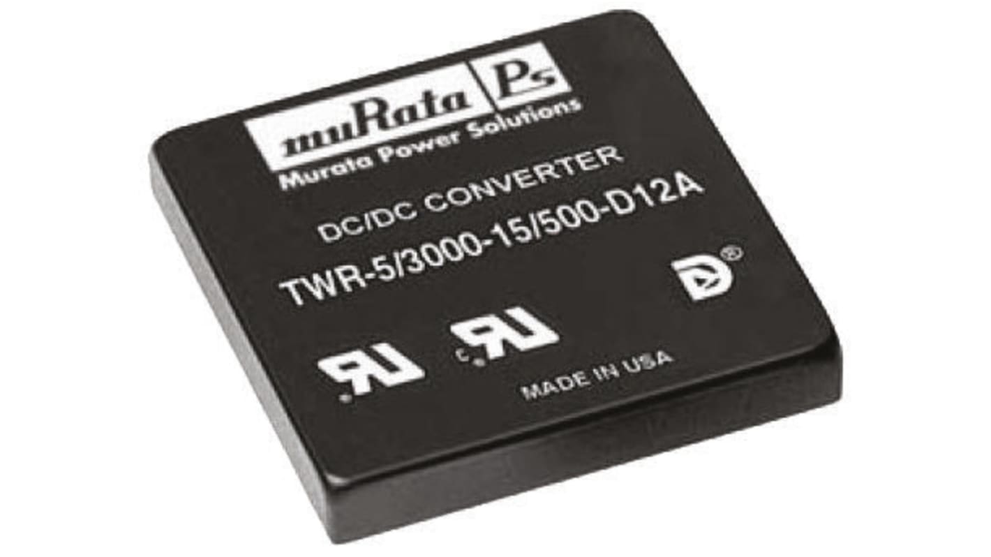 Murata Power Solutions TWR Isolated DC-DC Converter, 5 V dc, ±12 V dc/ 3 A, ±500 mA Output, 9 → 36 V dc Input,