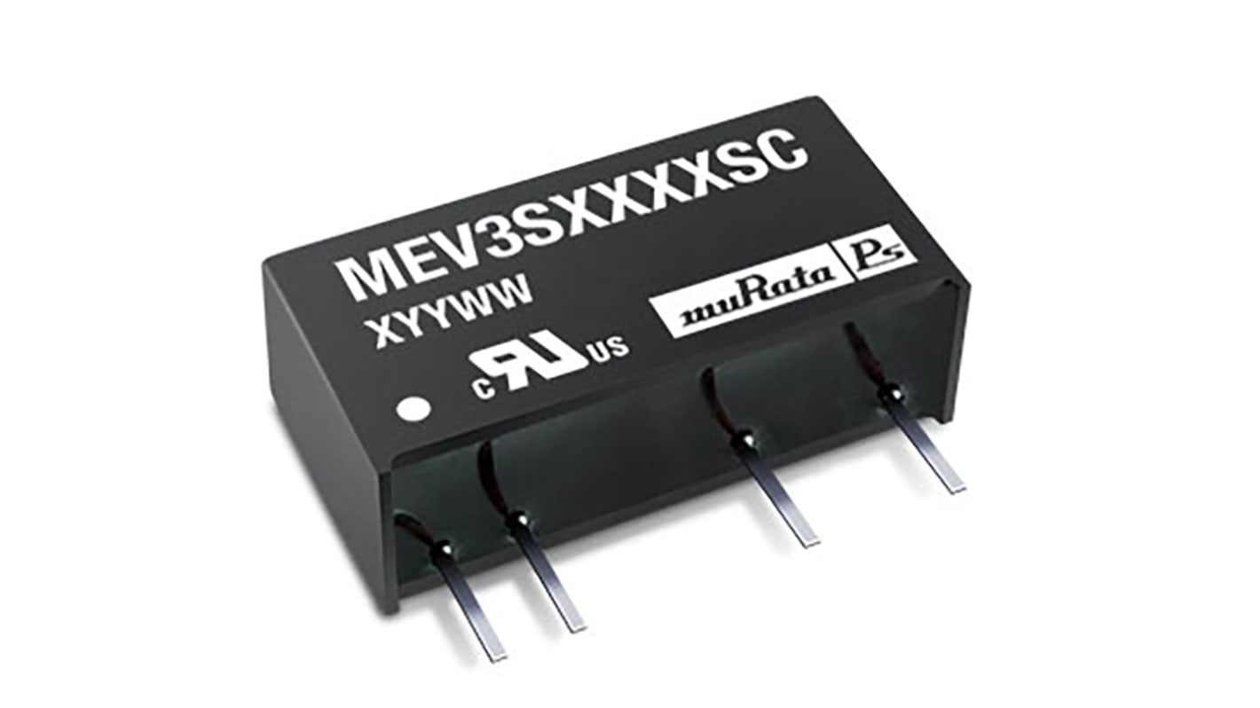 Murata Power Solutions MEV3 DC-DC Converter, 9V dc/ 333mA Output, 4.5 → 5.5 V dc Input, 3W, Through Hole, +85°C