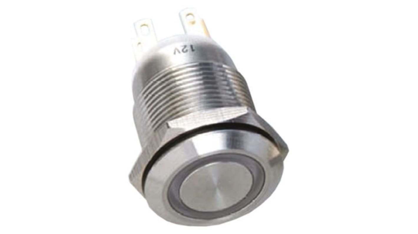 EOZ Illuminated Push Button Switch, Momentary, Panel Mount, DPDT, White LED, IP65