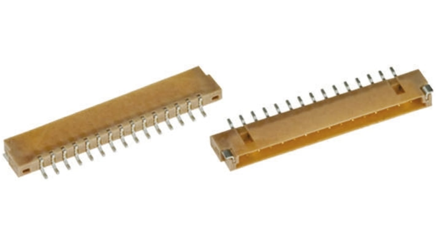 JAE, FI 1.25mm Pitch 15 Way 1 Row Right Angle Surface Mount LVDS Connector, Receptacle, Solder Termination