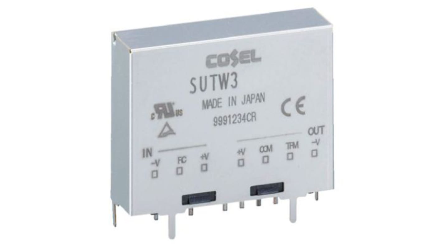 Cosel DC-DC Converter, ±15V dc/ 100mA Output, 4.5 → 9 V dc Input, 3W, Through Hole, +85°C Max Temp -40°C Min Temp