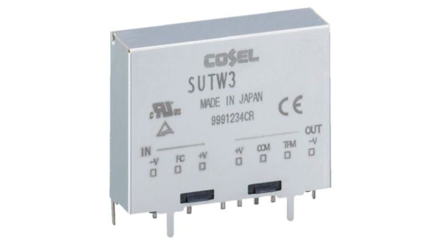 Cosel DC-DC Converter, ±15V dc/ 100mA Output, 18 → 36 V dc Input, 3W, Through Hole, +85°C Max Temp -40°C Min Temp