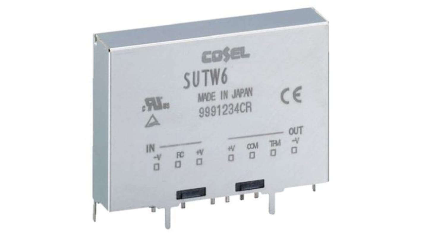 Cosel DC-DC Converter, ±15V dc/ 200mA Output, 9 → 18 V dc Input, 6W, Through Hole, +85°C Max Temp -40°C Min Temp
