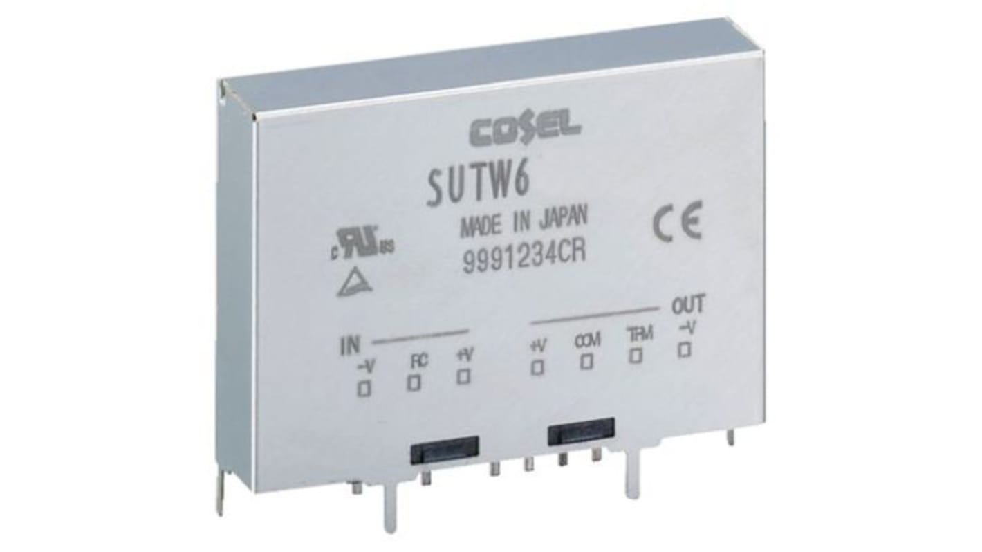 Cosel DC-DC Converter, ±15V dc/ 200mA Output, 18 → 36 V dc Input, 6W, Through Hole, +85°C Max Temp -40°C Min Temp