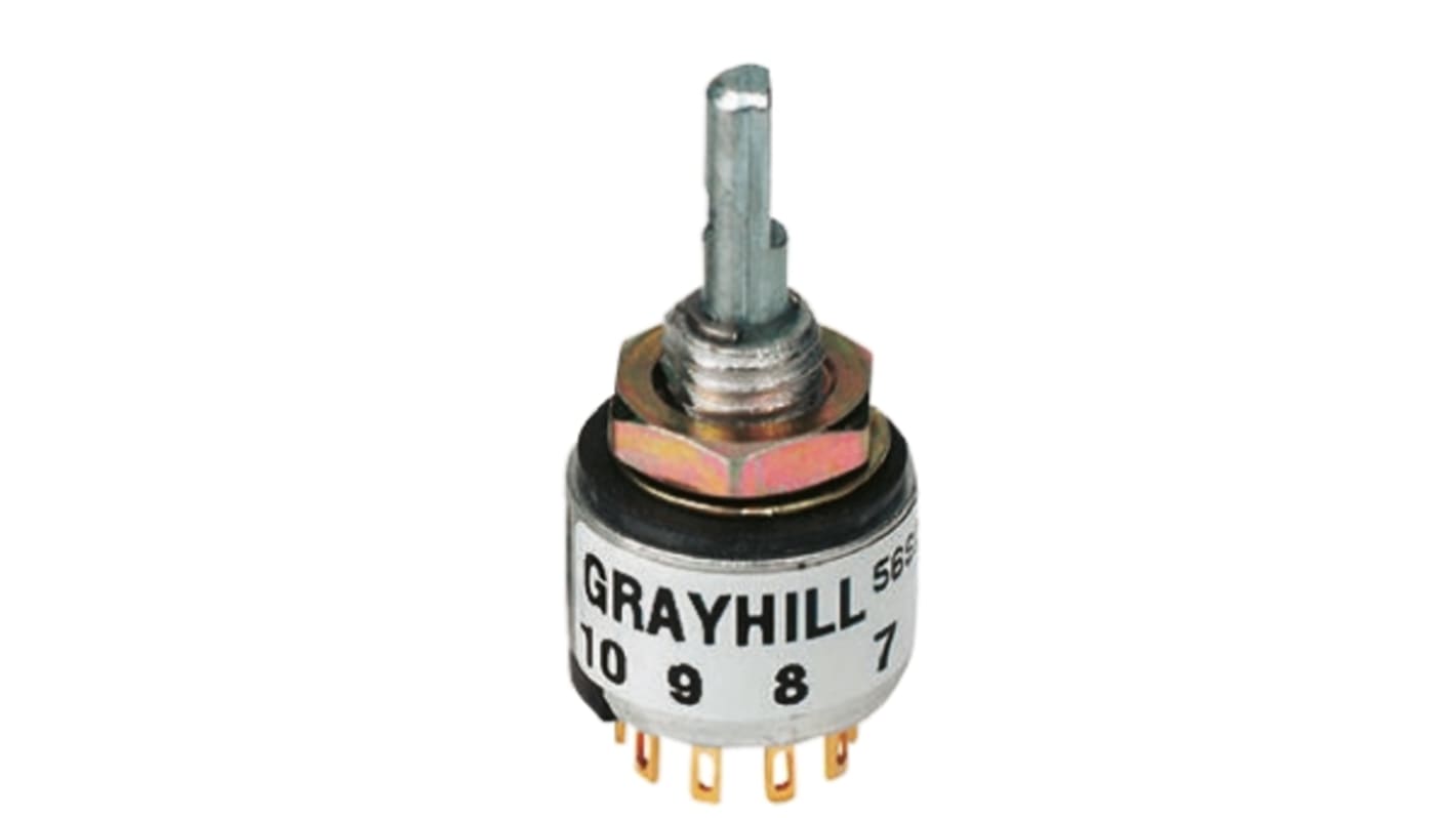 Grayhill, 10 Position DPST Rotary Switch, 200 mA @ 30 V dc, Solder