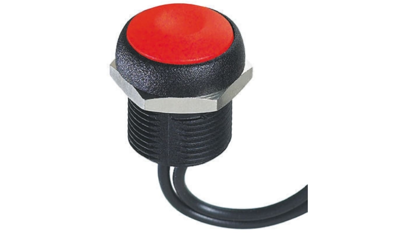 APEM Push Button Switch, Momentary, Panel Mount, 14.8mm Cutout, SPST, 250V ac, IP67