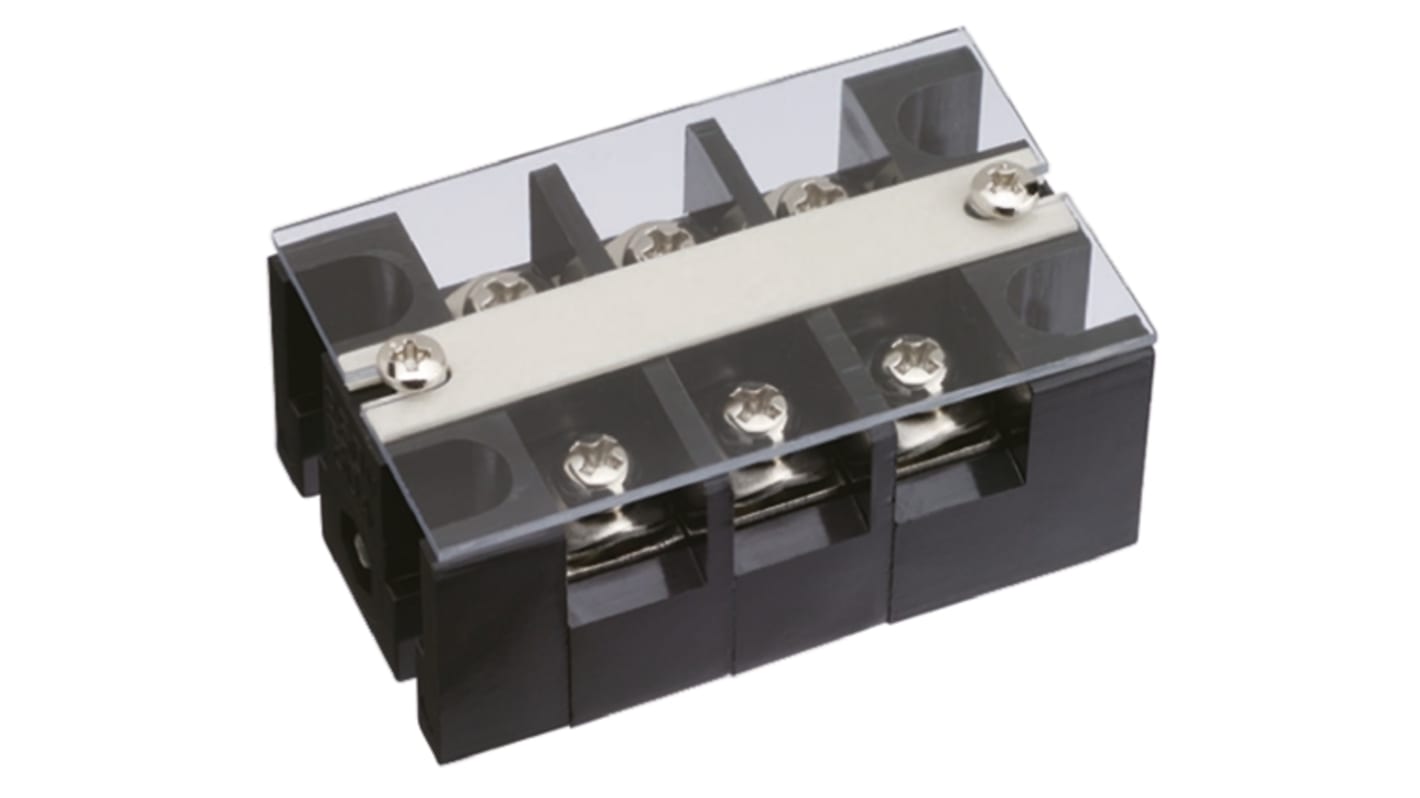 Sato Parts Non-Fused Terminal Block, 3-Way, 30A, Screw Down Termination