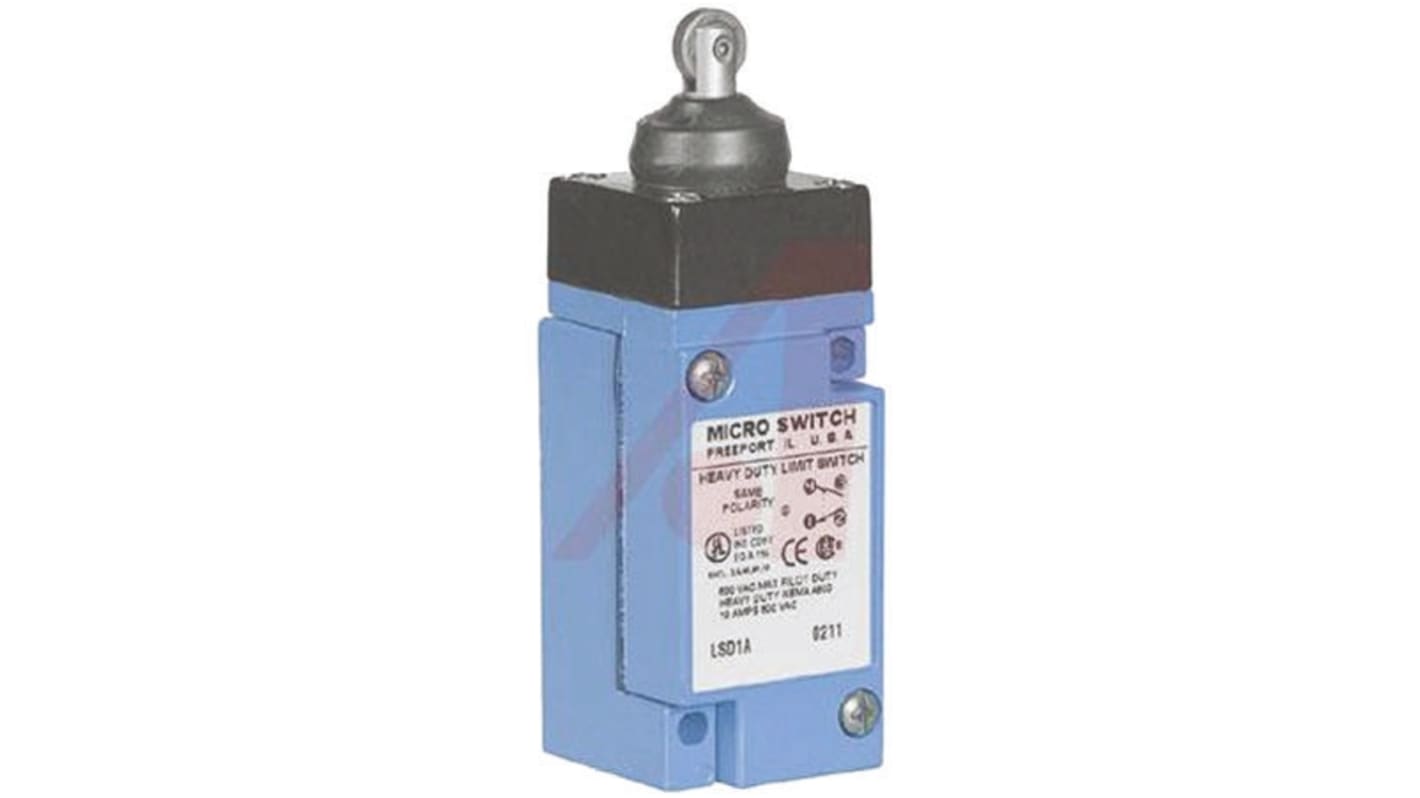 Honeywell HDLS Series Plunger Limit Switch, NO/NC, SPDT, Die Cast Zinc Housing, 600V ac Max, 10A Max