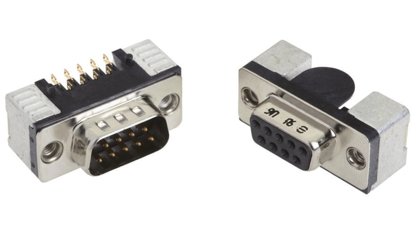 Conector D-sub Harting, Serie D-Sub Standard, paso 2.76mm, Ángulo de 90° , SMT, Macho, Terminación Soldador, 5.0A, con