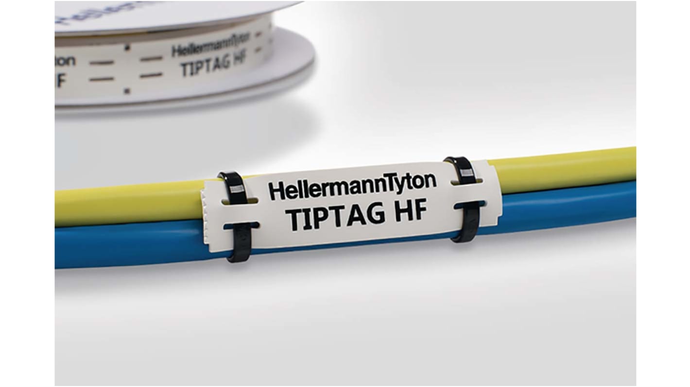 HellermannTyton TIPTAG White Cable Labels, 100mm Width, 15mm Height, 120 Qty