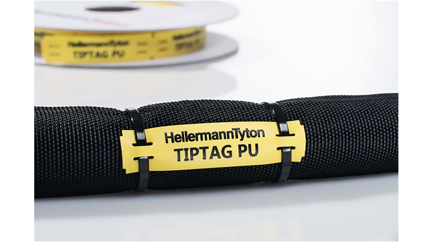 HellermannTyton TIPTAG Yellow Cable Labels, 100mm Width, 15mm Height, 125 Qty