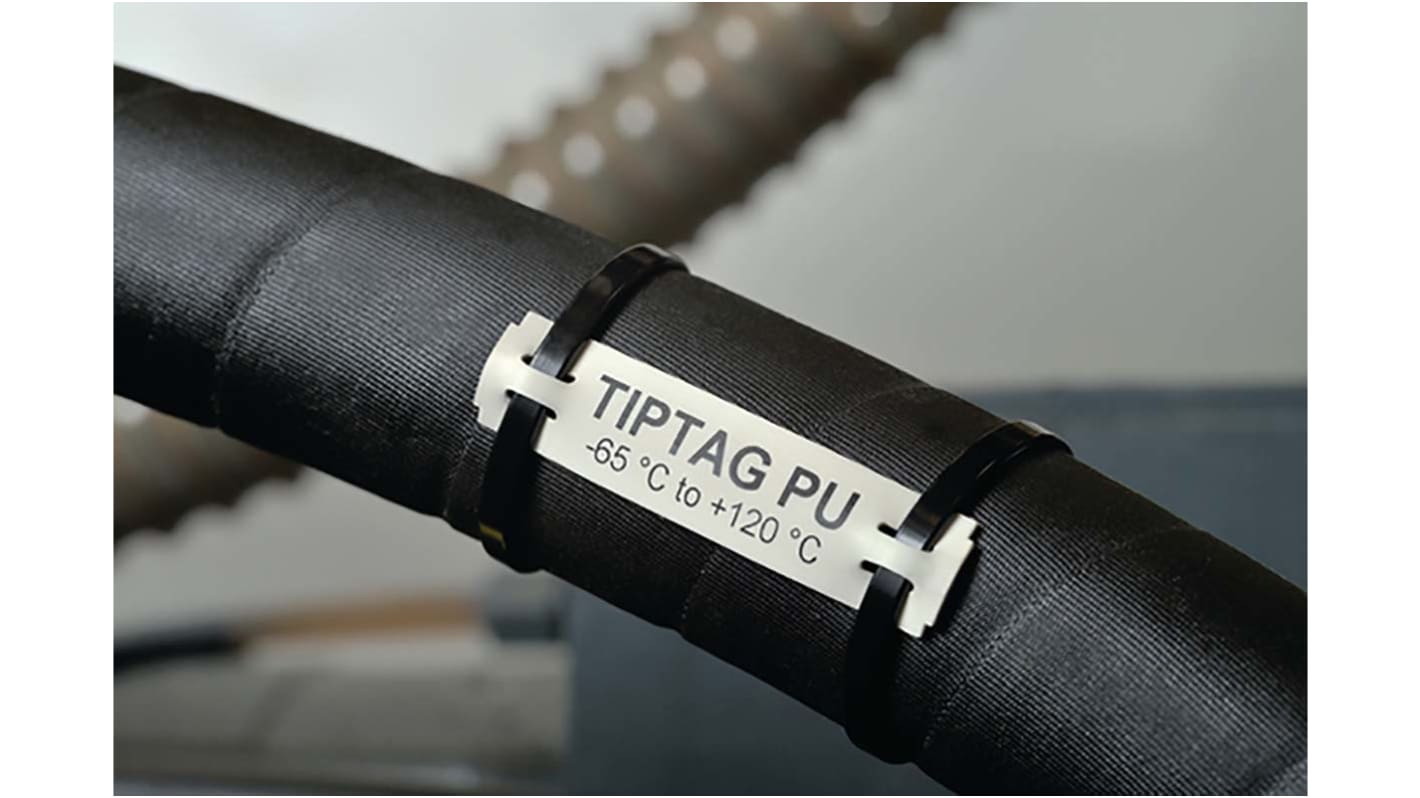 Marcador de cable HellermannTyton, Blanco, Abrazadera de montaje, Paquete de 190, Longitud 65mm, Anchura 15 mm, "TIPTAG