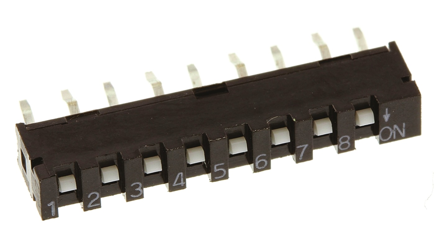 APEM THT DIP-Schalter Gleiter 8-stellig 1-poliger Ein-/Ausschalter 10 mA @ 5 V dc, bis +80°C