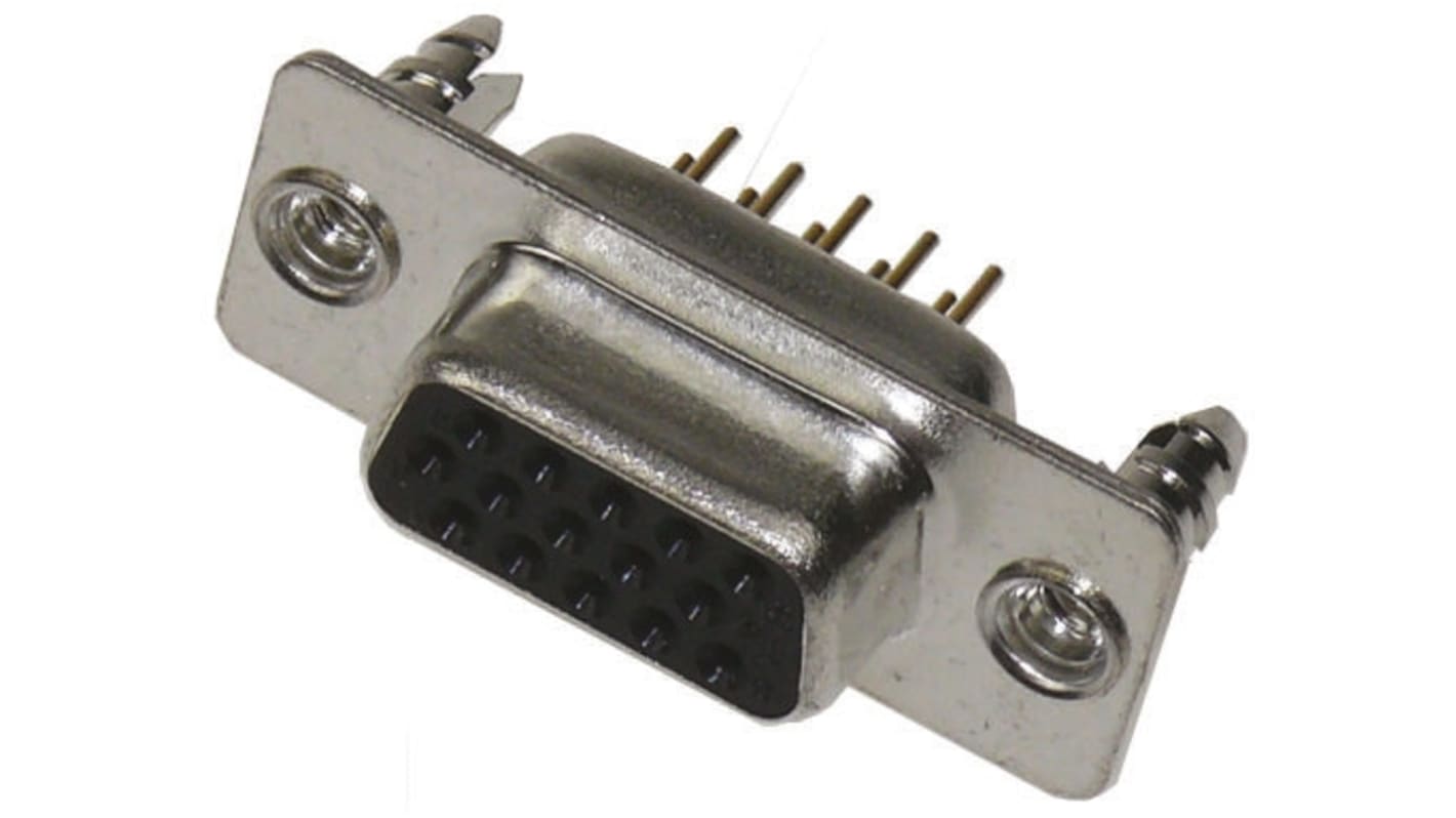 Harting 26 Way Through Hole D-sub Connector Socket, 2.29mm Pitch, with 4-40 UNC Threaded Inserts, Boardlocks