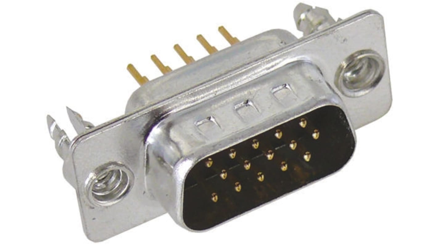 Harting 44 Way Through Hole D-sub Connector Plug, 2.29mm Pitch, with 4-40 UNC Threaded Inserts, Boardlocks