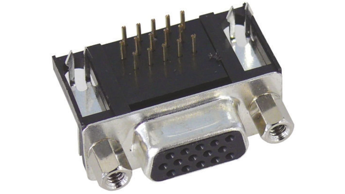 Conector D-sub Harting, paso 2.29mm, Ángulo de 90° , Montaje en orificio pasante, Hembra, Terminación Soldador, 2.0A,