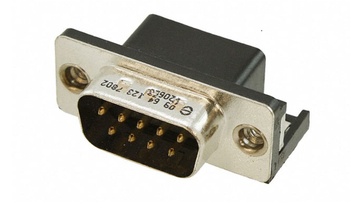Harting D-Sub Filter 9 Way Right Angle Through Hole D-sub Connector Plug, 2.77mm Pitch, with 4-40 UNC Threaded Inserts,