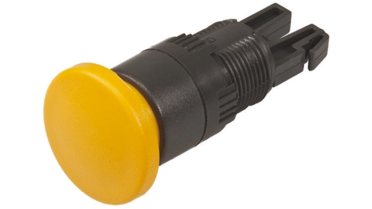 Cabezal de pulsador APEM, de color Amarillo, Momentáneo, IP65