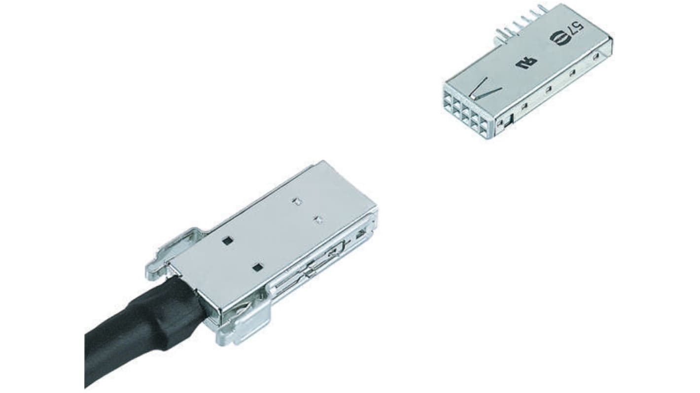 Harting Har-Link Series Right Angle Through Hole Mount PCB Socket, 10-Contact, 2mm Pitch, Solder Termination