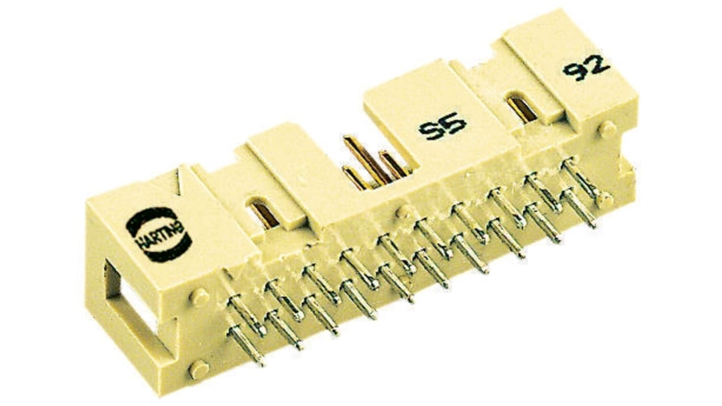 Harting SEK 18 Series Straight Through Hole PCB Header, 6 Contact(s), 2.54mm Pitch, 2 Row(s), Shrouded