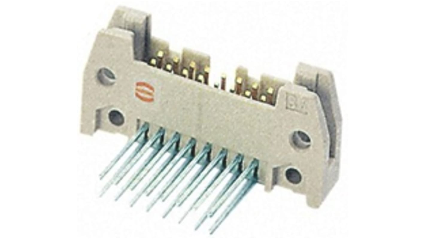 Harting SEK 18 Series Right Angle Through Hole PCB Header, 20 Contact(s), 2.54mm Pitch, 2 Row(s), Shrouded