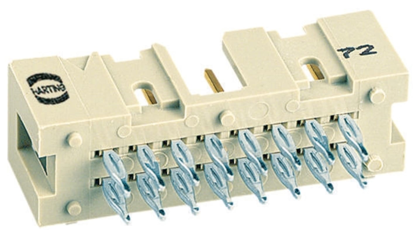 Harting SEK 18 Series Straight Through Hole PCB Header, 6 Contact(s), 2.54mm Pitch, 2 Row(s), Shrouded