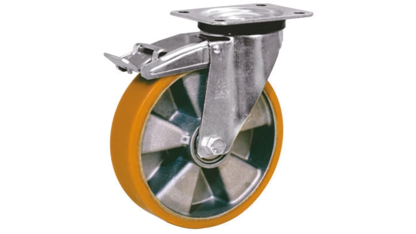 Roulette industrielle Pivotant avec frein LAG, Acier zingué, Ø 160mm, 300kg